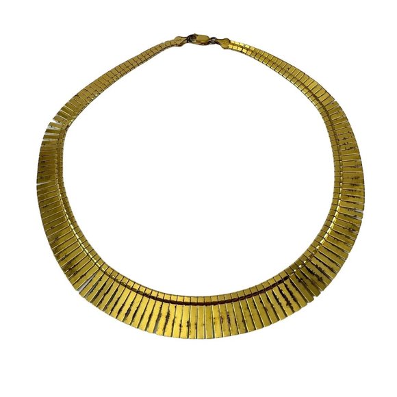 Technibond Fringe Collar Choker Necklace 14K Gold on Sterling Silver Made Italy - Picture 4 of 11